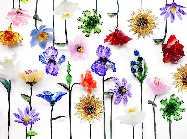 Handmade Glass Flowers Birthday Gift for Her, Christmas Gifts for Mom