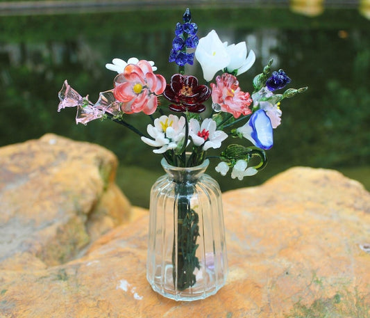 Birth Month Flower Gift Handblown Glass Flower Bouquet